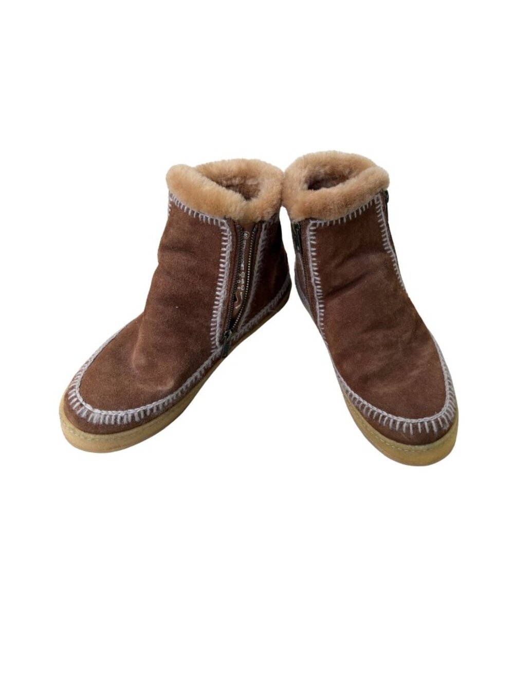Setsu Crochet Side Zip Ankle Boot Camel Suede 40 - Picture 3 of 6